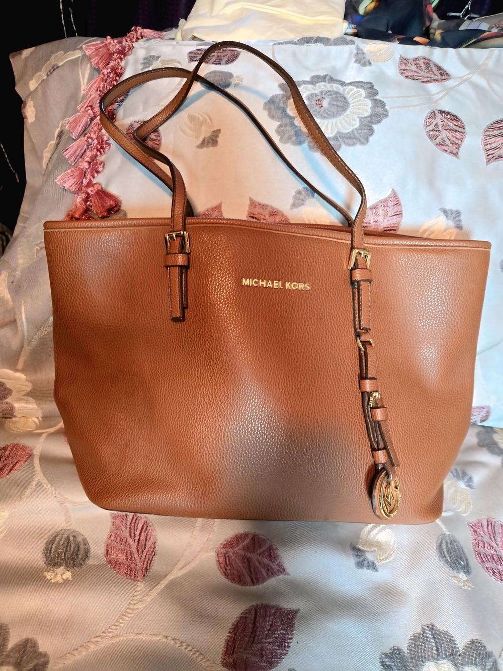 Michael Kors Jet Set Large Leather Tote — Brown